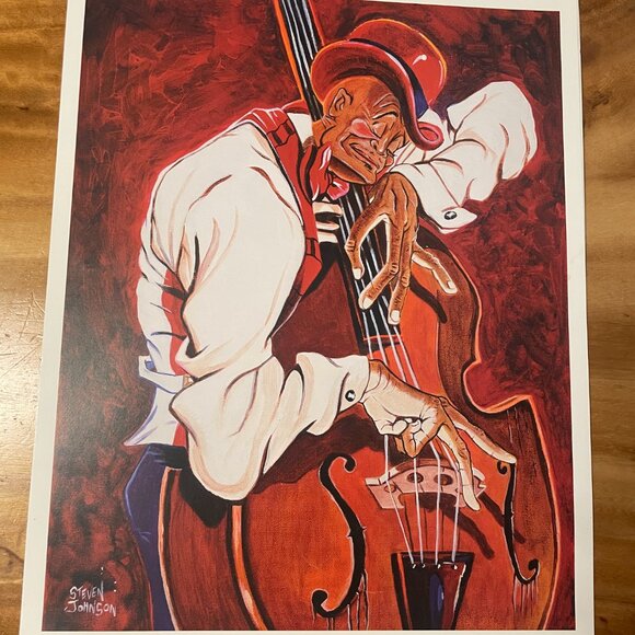 Steven Johnson Jazz Musician Print Lot of 3 Saxophone, Trumpet & Bass - Picture 4 of 4